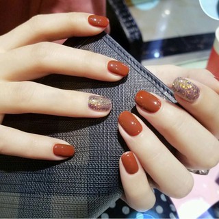 Bộ 24 móng tay giả nhũ cam (kèm keo)