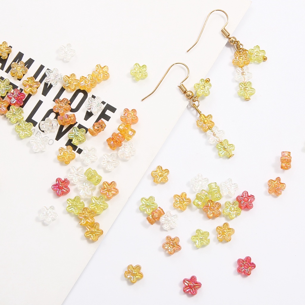 Hạt Xỏ Vòng Đeo Tay Hoa Nhỏ Bằng Acrylic Nhiều Màu Sắc DIY