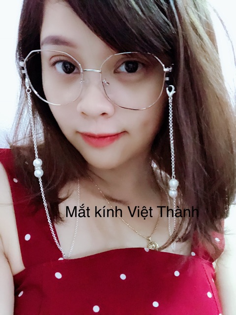 Gọng kính kim loại hạt kèm dây đeo