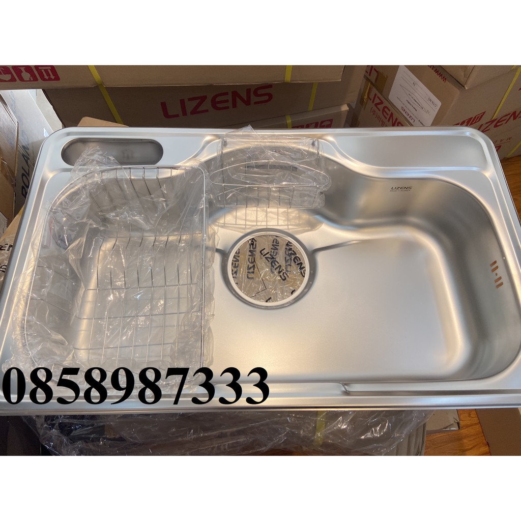 Chậu rửa bát Hàn Quốc inox 304 LIZENS LDSP-850 (85x51.5x20cm) , CHẬU RỬA CHÉN 1 HỘC LDSP 850 , chậu rửa bát 1 hố to