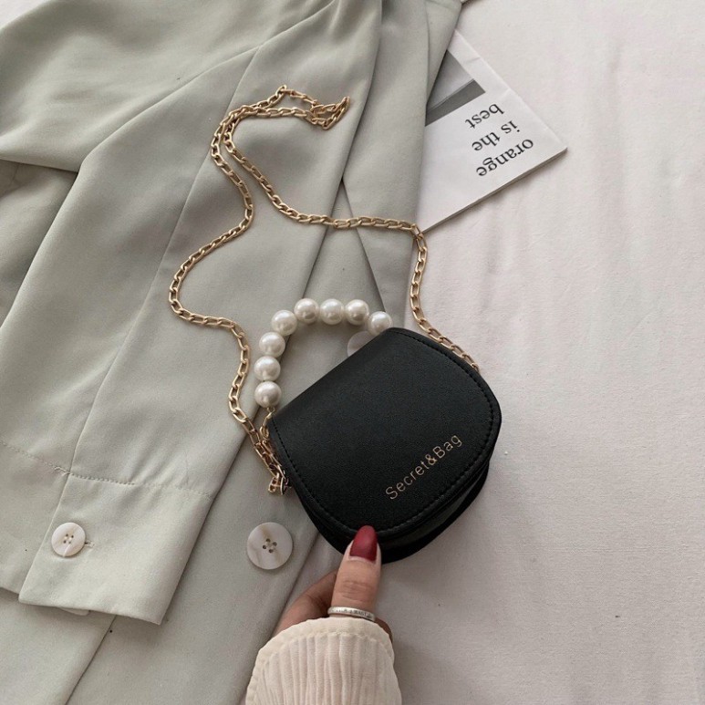 Túi đeo vai mini Secret&amp;Bag kiểu dáng thời trang đính chuỗi hạt