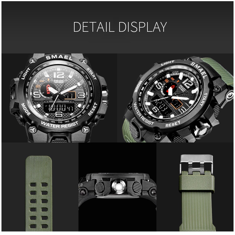 SMAEL 1545 Men's Sports Watch 50M Waterproof LED Analog Digital Watches