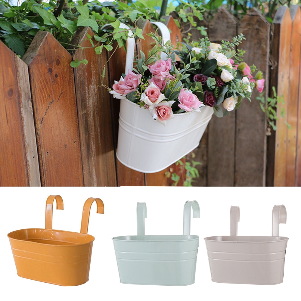 Chậu Hoa Kim Loại Có Móc Treo Ban Công Trang Trí Nhà Cửa