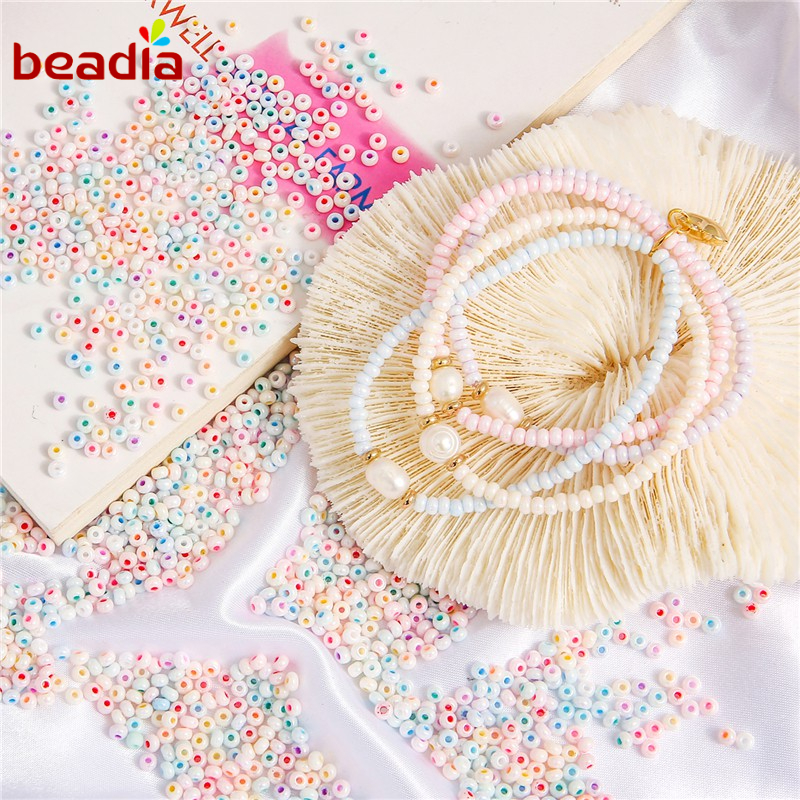 Hạt gốm pha lê Beadia màu trơn phong cách dùng làm đồ trang sức