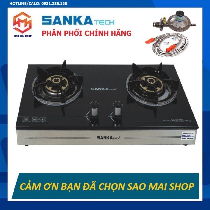 [Tặng bộ van gas Namilux và dây inox] Bếp Ga Đôi Mặt Kính Cao Cấp SANKAtech SKT 860BL - Hàng cao cấp chính hãng