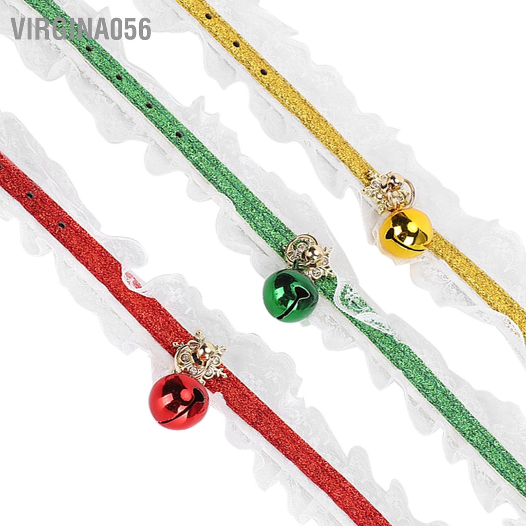 Virgina056 3 CÁI Giáng Sinh Pet Collar Trang Trí Chuông Ren Đẹp Cho Chó Mèo Nhỏ