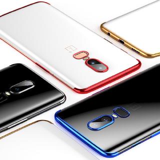 Ốp lưng silicone dẻo trong suốt viền mạ điện bảo vệ cho điện thoại Oneplus 5 6T Oneplus 7 Pro