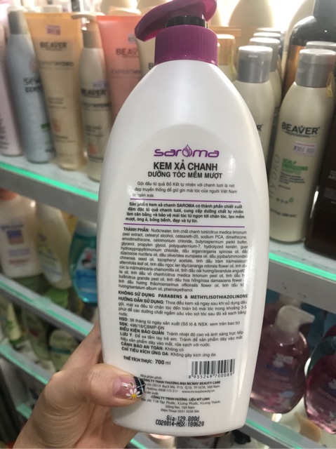 Kem xả chanh saroma 700ml