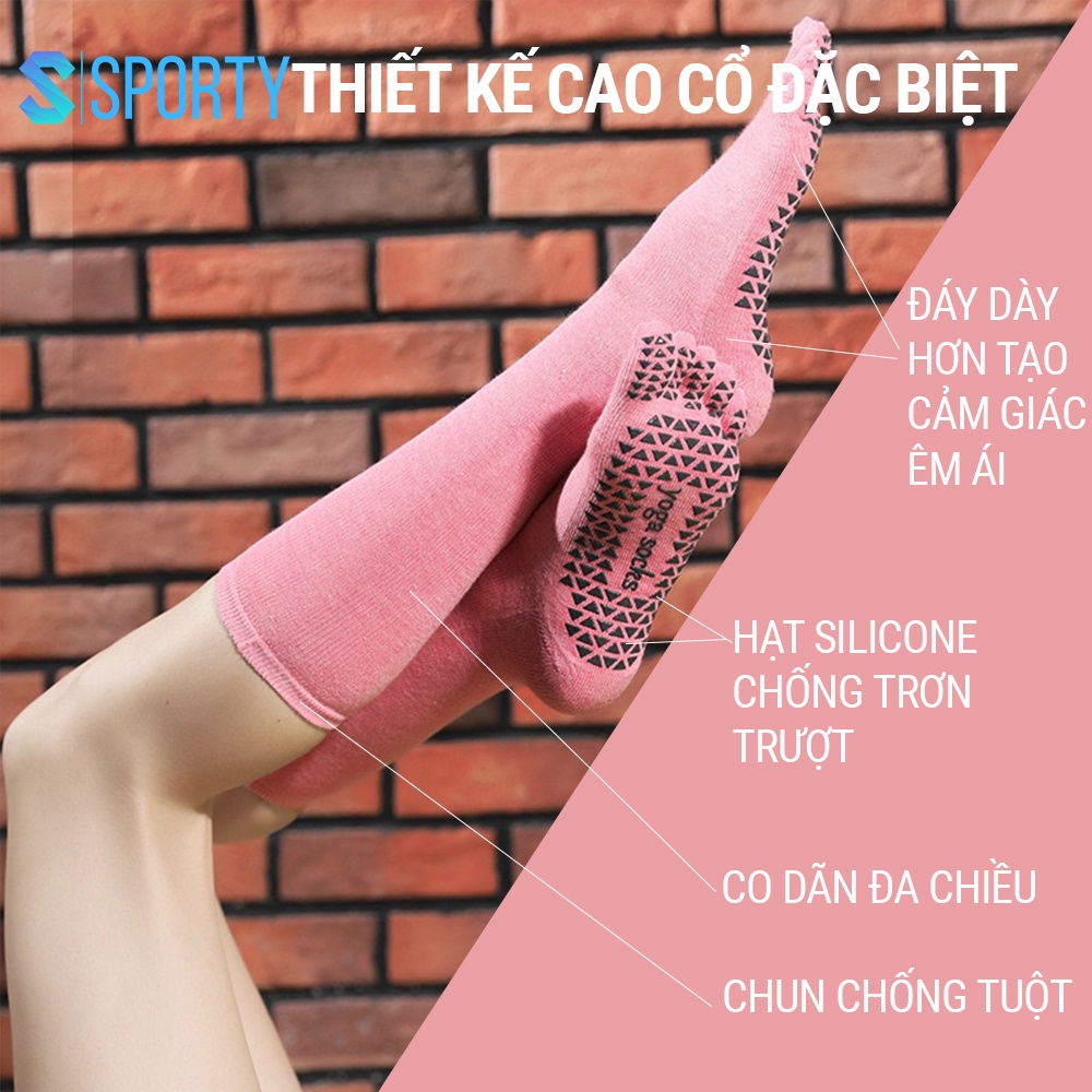 Vớ Toga, Tất chân Yoga cao cổ SPORTY chống trượt cao cấp tập thể dục chống trượt êm ái, tránh hôi chân, đảm bảo an toàn