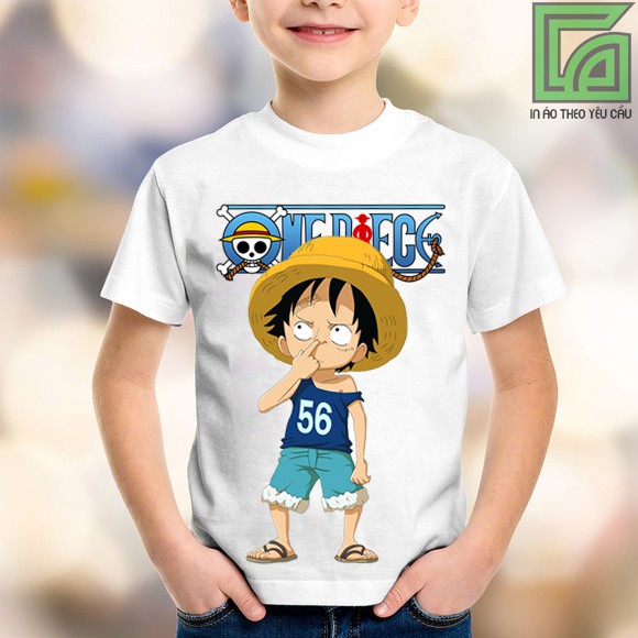 Áo Thun One Piece Chibi Luffy Ngoáy Mũi Dễ Thương S250