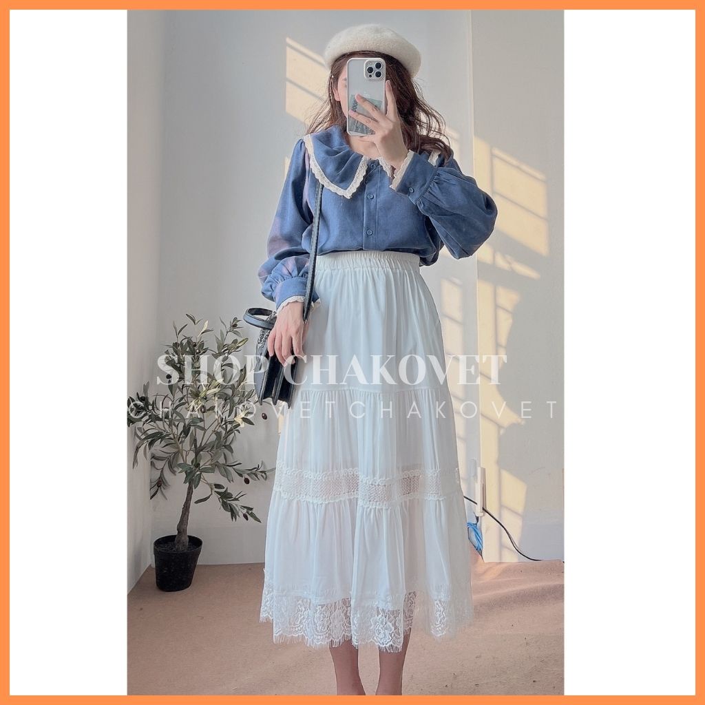 Chân váy 3 tầng dài quá gối chất đẹp nhất ngành hàng CV8130, kiểu chân váy xếp ly dài dáng xòe Ulzzang, ảnh thật 1000% | BigBuy360 - bigbuy360.vn