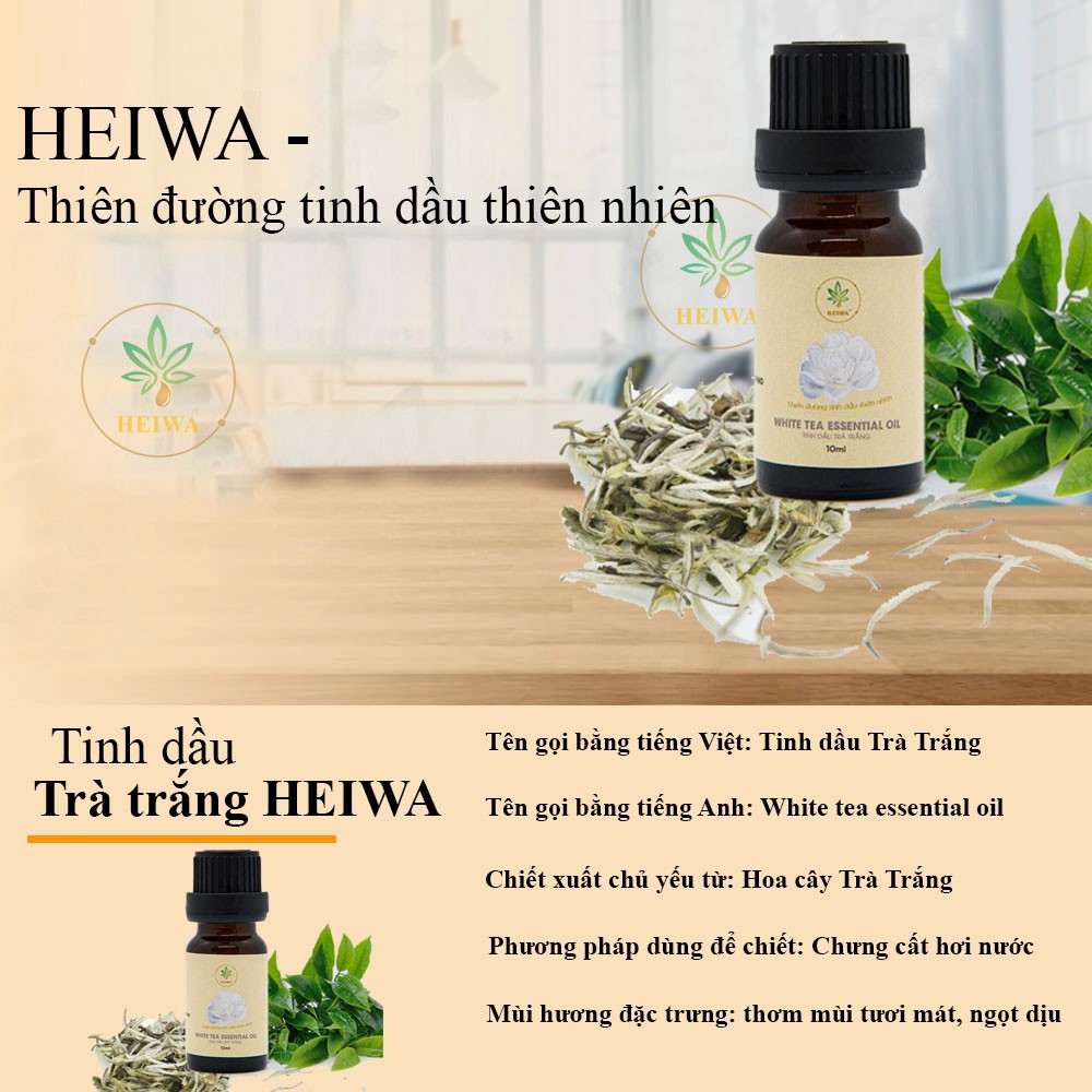 Tinh dầu Trà trắng thương hiệu HEIWA 10ml nhập khẩu Ấn Độ - có giấy kiểm định