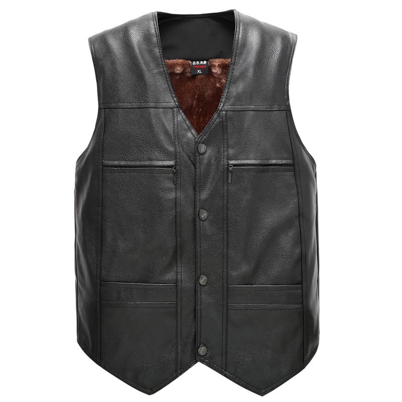 Áo Khoác Da Lót Nhung Dày Giữ Ấm Mùa Đông Cho Nam Trung Niên