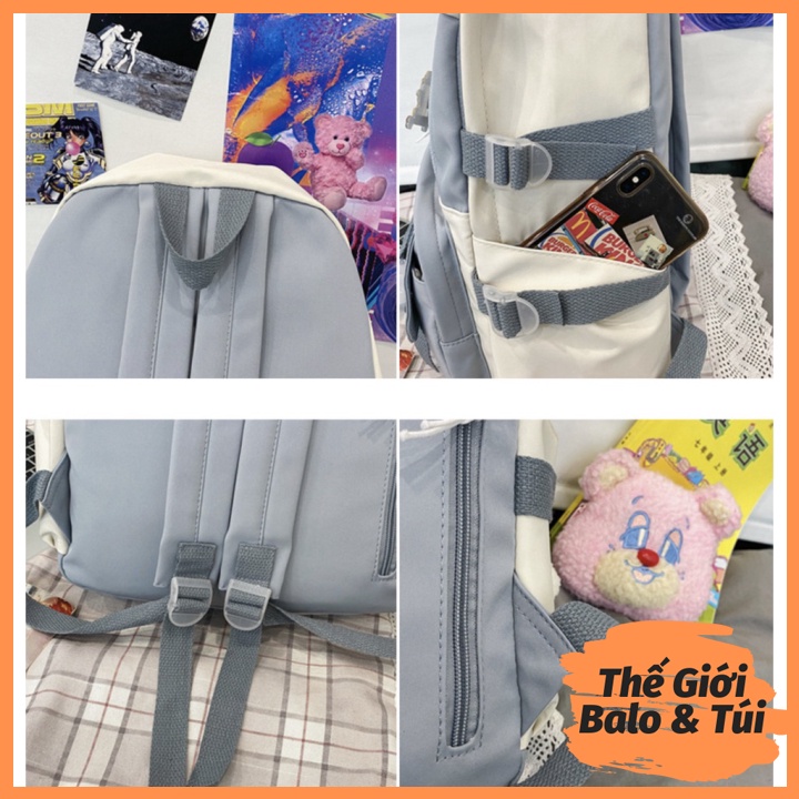 Balo cặp ulzzang basic nữ thời trang đi học đi chơi du lịch giá rẻ đựng vừa laptop canvas STYLE LƯỚI | thegioibalo