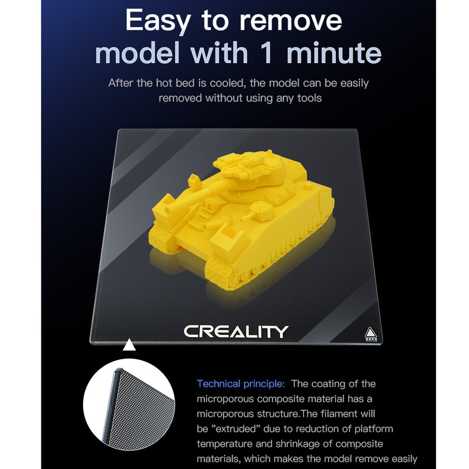 Tấm kính bàn in tinh thể Carbon Glass Plate size 310*320*4mm cho máy in 3d series CR-10 & Ender 3 Max...