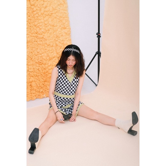 Double Moonshot - Đầm hoạ tiết bàn cờ đen trắng