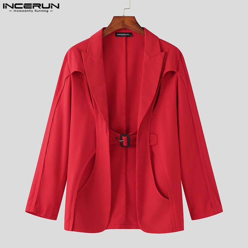 Áo khoác blazer INCERUN tay dài dáng rộng phong cách hippie thời trang dự tiệc cho nam giới