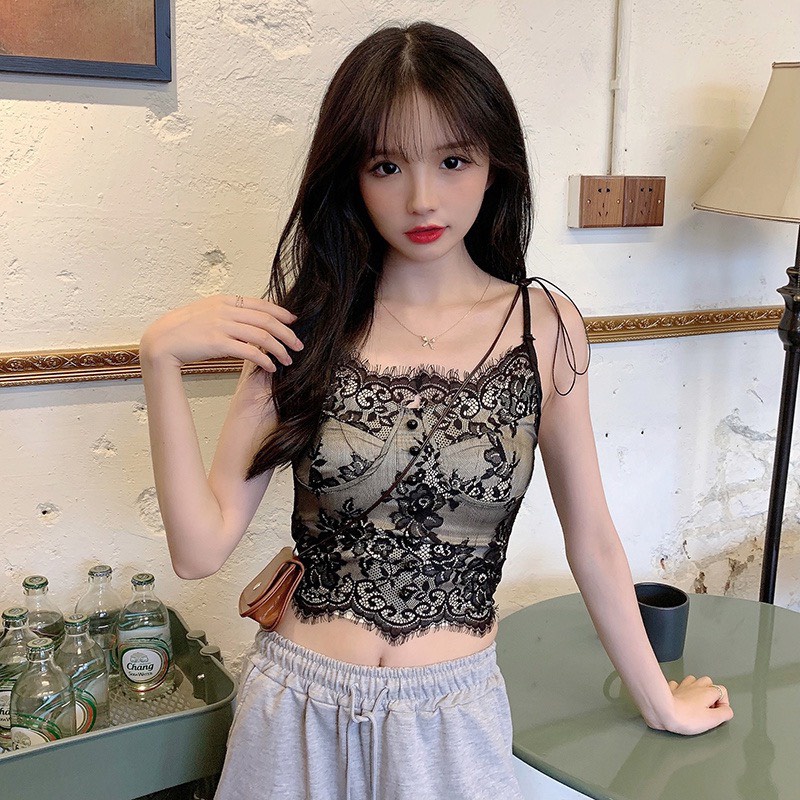 Áo Bra Nữ Ren Hoa Thêu Đính Hàng Cúc Dọc Sang Chảnh Siêu Hot A.187