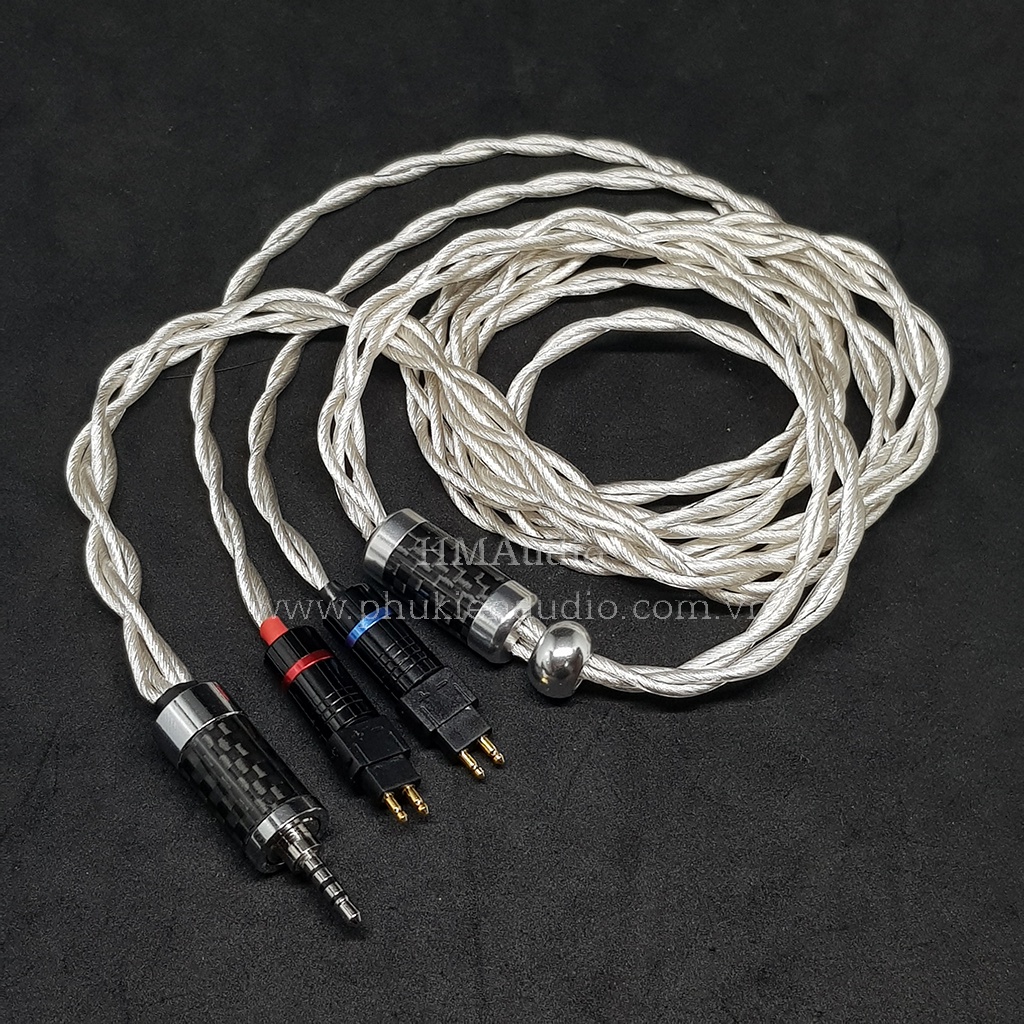 Dây tai nghe đồng mạ bạc OFC 1.8mm tết 4 - Connector Sennheiser HD650 HD600 HD660s HD25