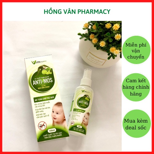 Xịt muỗi thảo dược Anti - Mos, xịt côn trùng an toàn cho trẻ em, người lớn