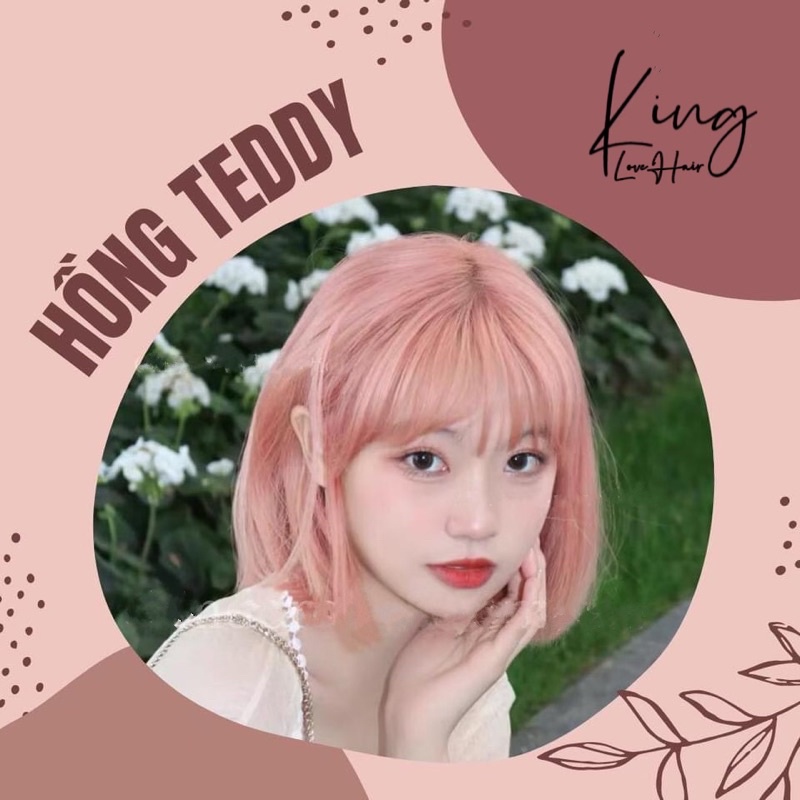 Thuốc nhuộm tóc màu HỒNG TEDDY - Lên từ nền Level 9-10 + Tặng kèm oxy trợ dưỡng