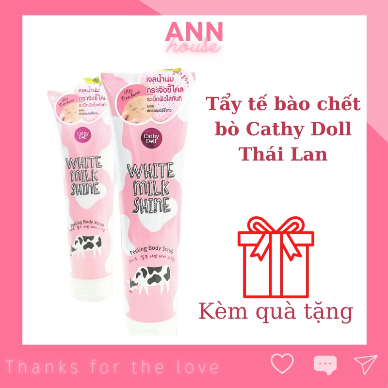 Tẩy tế bào chết body toàn thân Cathy Doll White Milk Shine Peeling Body Scrub mua tại store Thái (320ml)