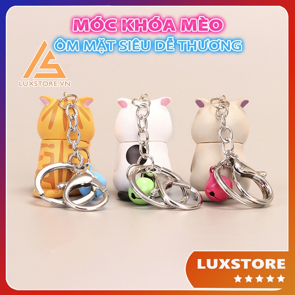 MÓC KHÓA MÈO ÔM MẶT SIÊU DỄ THƯƠNG MÓC CẶP BA LÔ TÚI XÁCH – LUXSTORE