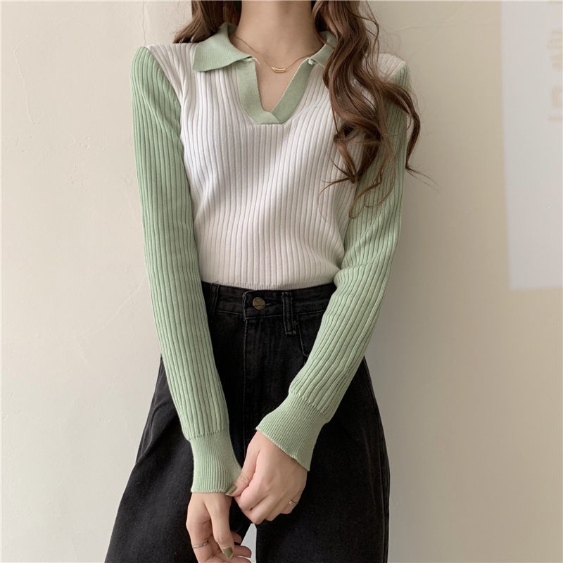 Mới Áo Thun Polo Dệt Kim Dáng Ôm Thời Trang Cho Nữ