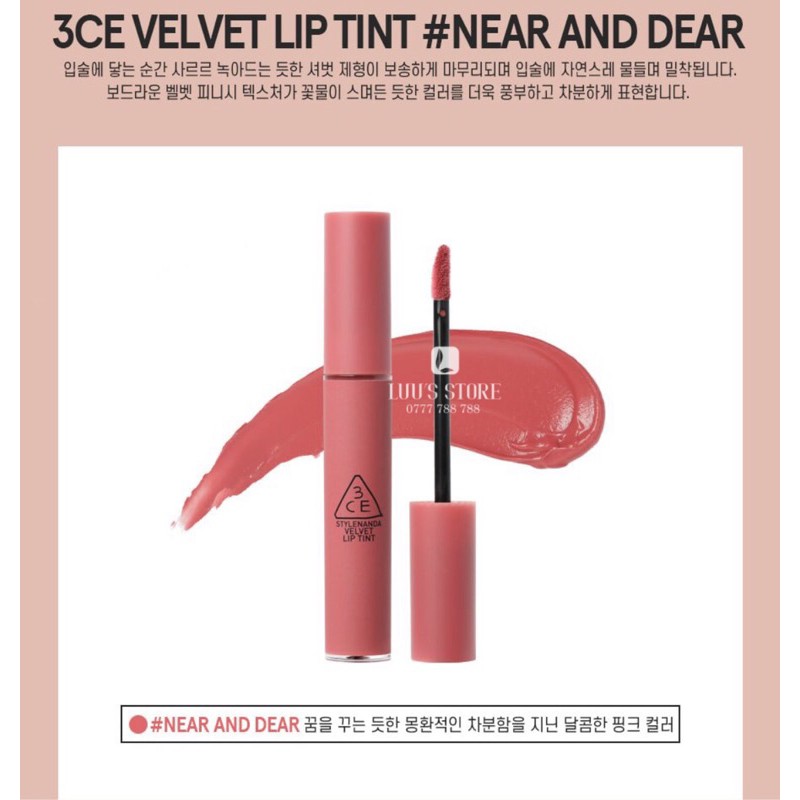 Son 3CE Velvet #Near And Dear - Hồng Đất