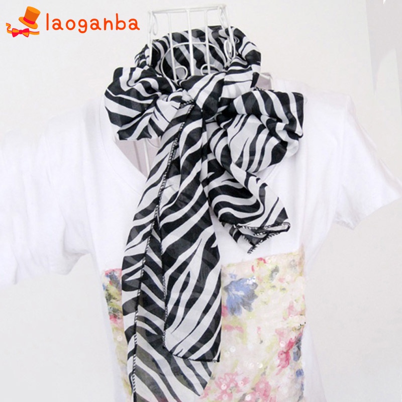 Khăn choàng nữ, vải chiffon, dài, in sọc ngựa vằn, thời trang | BigBuy360 - bigbuy360.vn