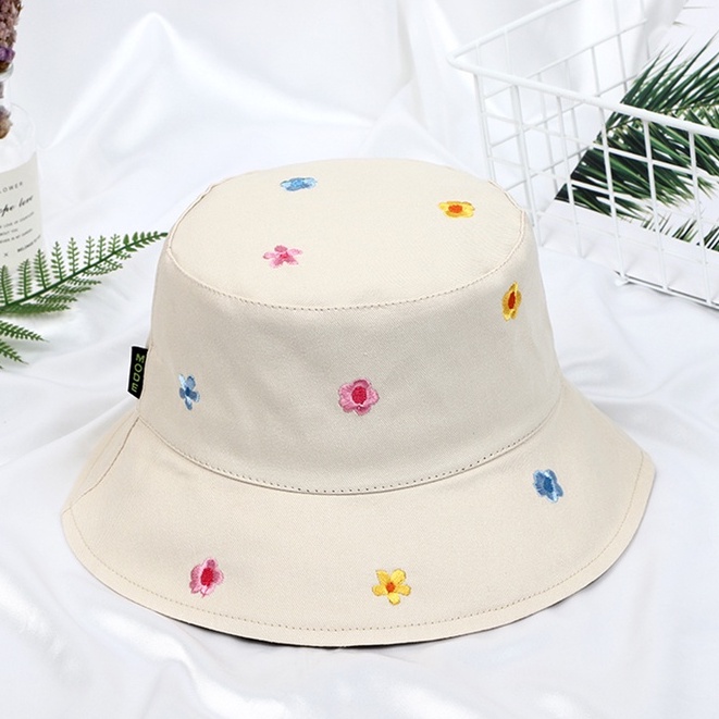 Mũ tai bèo chống nắng ngoài trời thêu hoa dễ thương phong cách Hàn Quốc ngọt ngào thời trang mùa hè thường ngày cho nữ