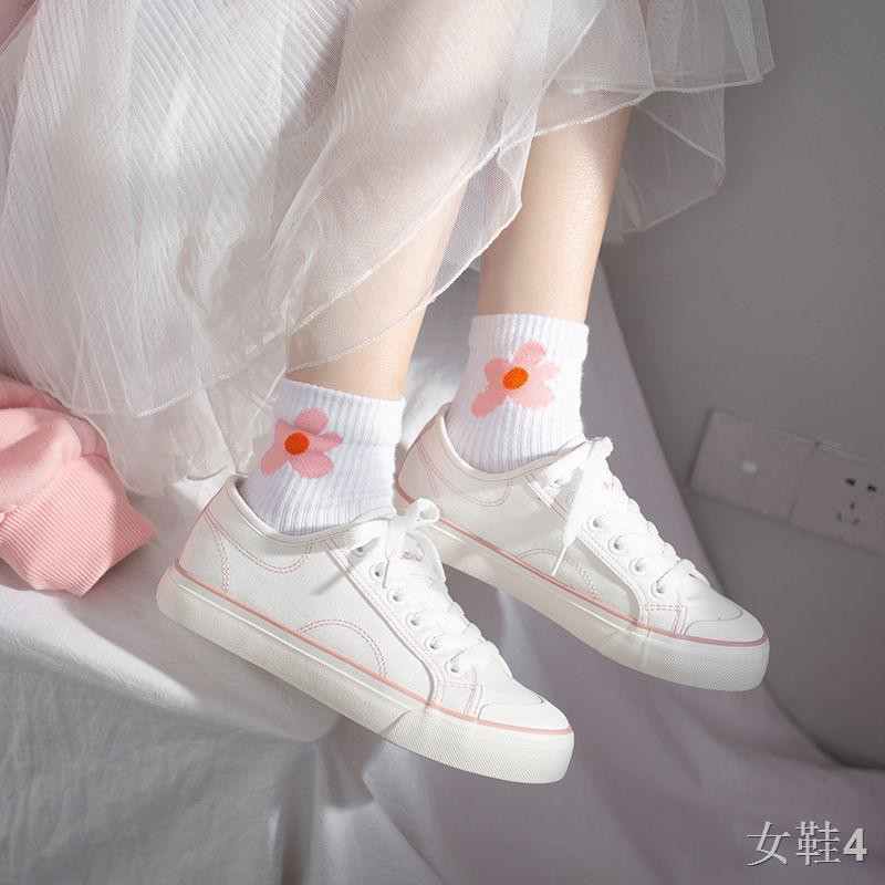 Giày bệt nữ mới  vải 2021 bảng trắng nhỏ học sinh phiên bản Hàn Quốc đơn lưới người nổi tiếng tây phong cách hoang