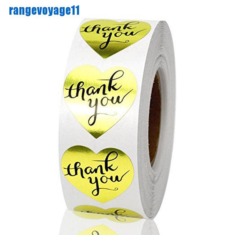 Bộ 500 Miếng Dán Chữ Thank You Màu Vàng Dễ Thương