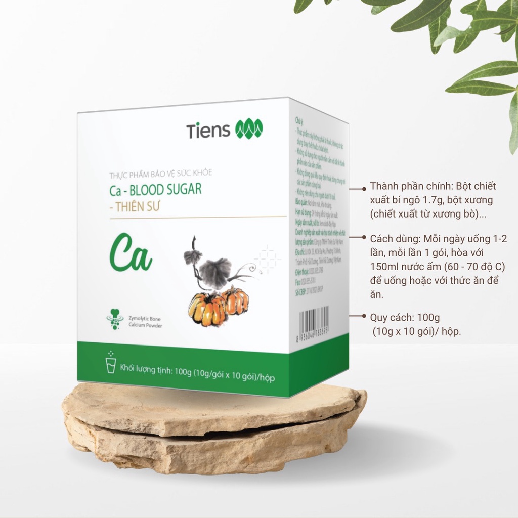 Canxi dành cho người tiểu đường Ca Blood Sugar Tiens Thiên Sư bổ sung canxi hữu cơ hộp 10 gói