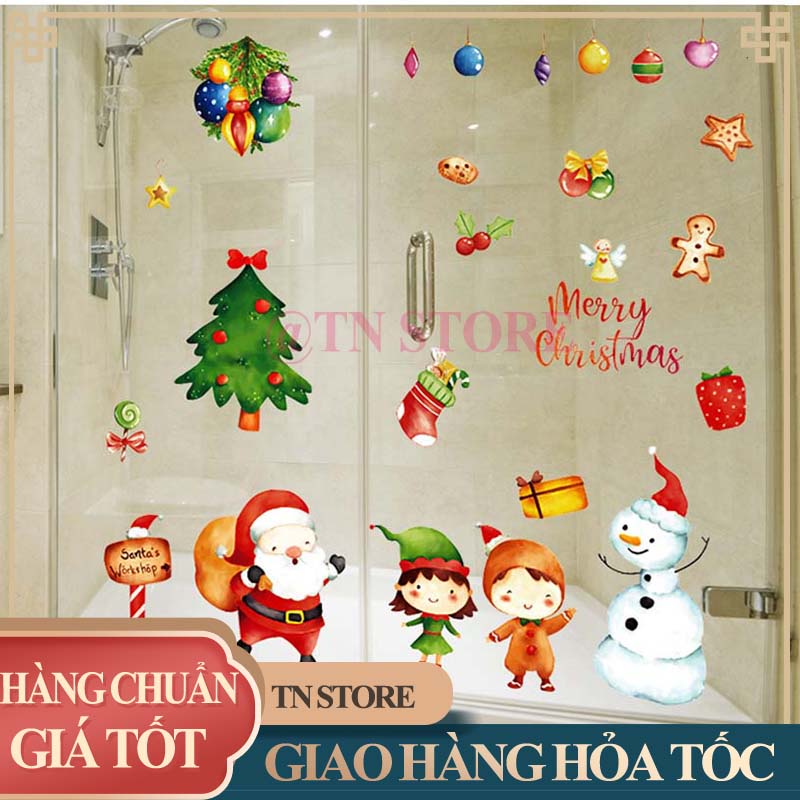 DECAN GIÁNG SINH CHO BÉ DÁN KÍNH DÁN TƯỜNG TRANG TRÍ NOEL CỰC ĐẸP TN STORE DECAL798