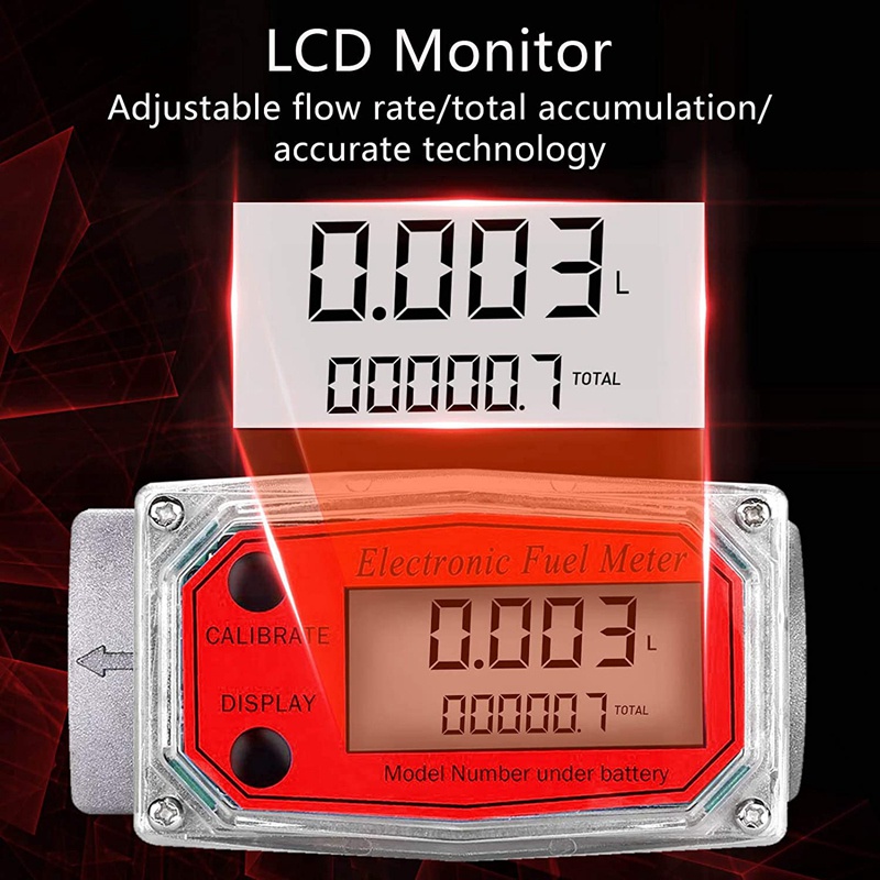 1 Inch Digital Turbine Flowmeter Digital LCD Display with NPT Counter Fuel Flowmeter for Measuring Engine Oil