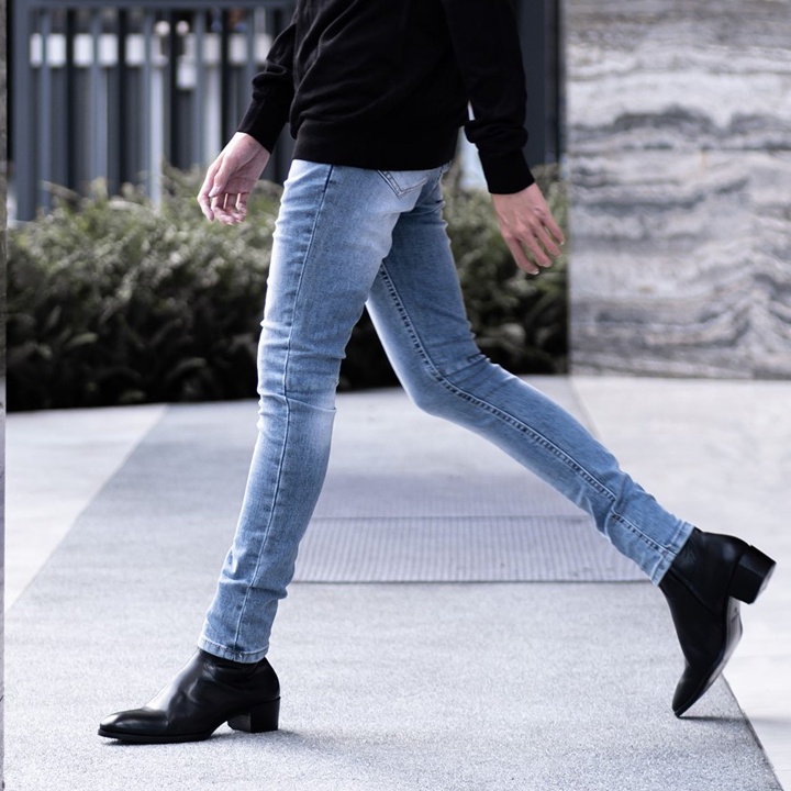 Quần jean nam xanh nhạt chất bò co giãn cao cấp ống đứng dáng ôm skinny đẹp chuẩn Hàn Quốc [5678]