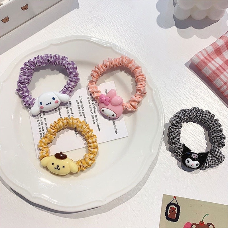 Dây Buộc Tóc Co Giãn Màu Kẹo Họa Tiết Hoạt Hình Xinh Xắn Cho Bé Gái