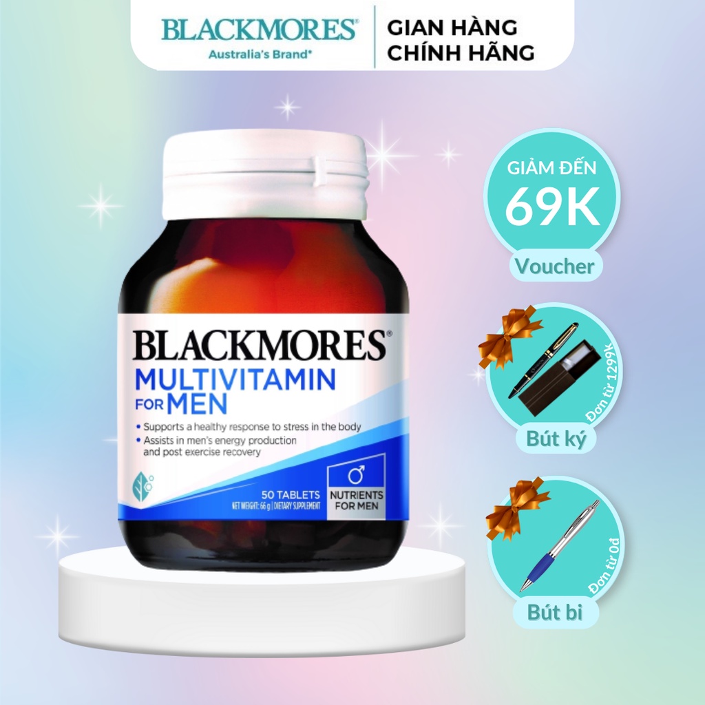 Viên uống hỗ trợ sức khỏe toàn diện cho nam giới Blackmores Multivitamin for men 50 viên