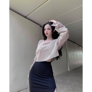 Crop lưới rút 2 tay yoona 3002
