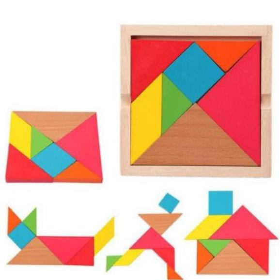 Đồ Chơi Tangram Xếp Hình Bằng Gỗ Mô Phỏng Giúp Bé Tư Duy Sáng Tạo