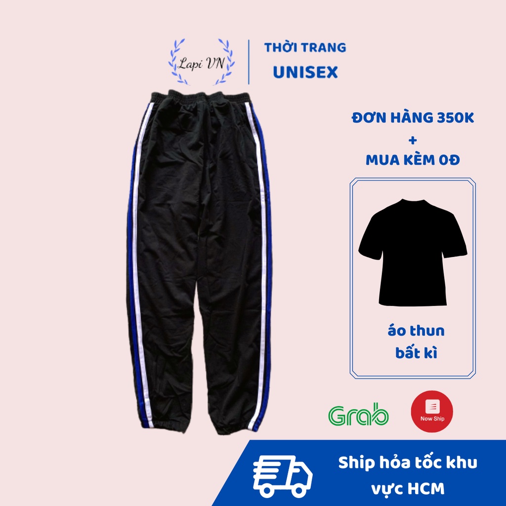 Jogger 2 Sọc Ống Bo Lapi VN, Quần Dài Thể Thao Chất Liệu Poly 2 Da, Freesize Từ 40 Đến 65kg