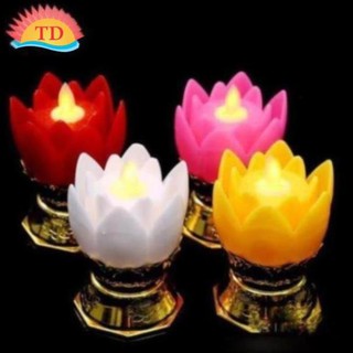 Cặp nến điện hoa sen trang trí Bàn thờ mô phỏng nến thật, ngọn lửa lung linh phát sáng đung đưa theo gió