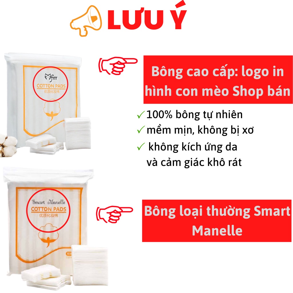 Bông tẩy trang 3 lớp Cotton Pads 222 miếng tẩy trang nhẹ nhàng và mềm mại