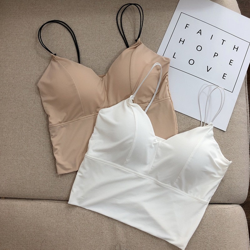 Áo hai dây màu trơn có đệm lót ngực thời trang cho nữ