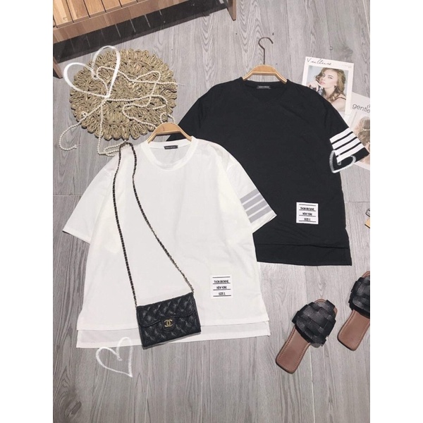 Áo thun cổ tròn tay lỡ vạch tay xẻ gấu TC12