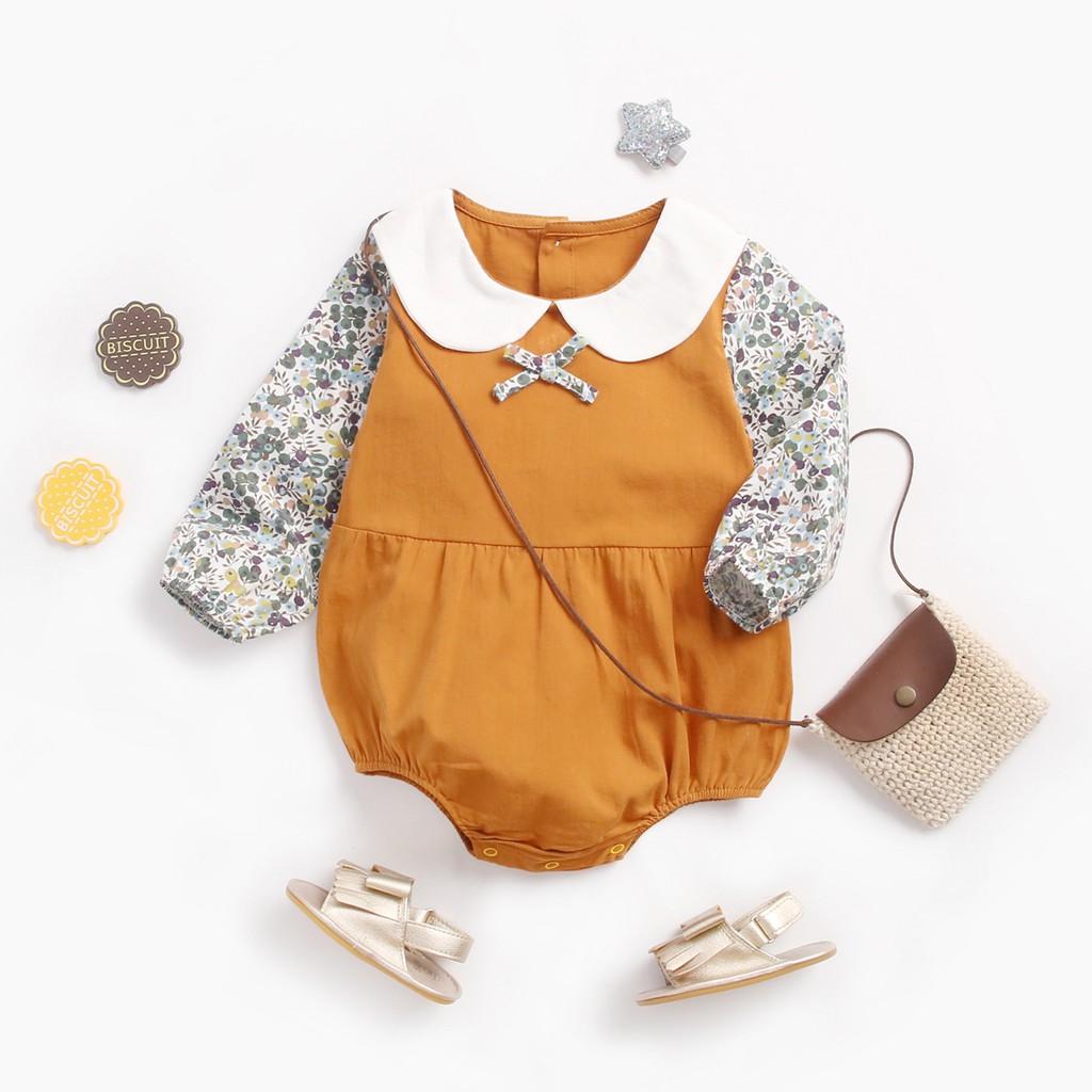 Bộ Áo Liền Quần Sanlutoz Bằng Chất Liệu Cotton Dài Tay Phong Cách Công Chúa Dành Cho Bé Gái