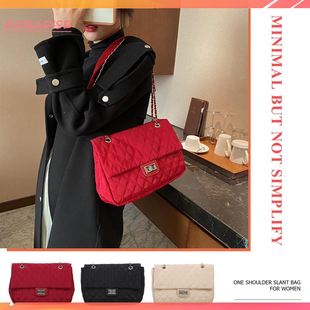 Túi tote đeo vai bằng nylon họa tiết kẻ sọc thời trang nữ