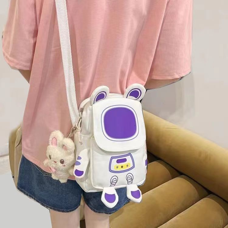 Ba Lô Nhỏ Bằng Nylon Chống Nước In Hình Phi Hành Gia Dễ Thương Phong Cách Nhật Bản Cho Nữ