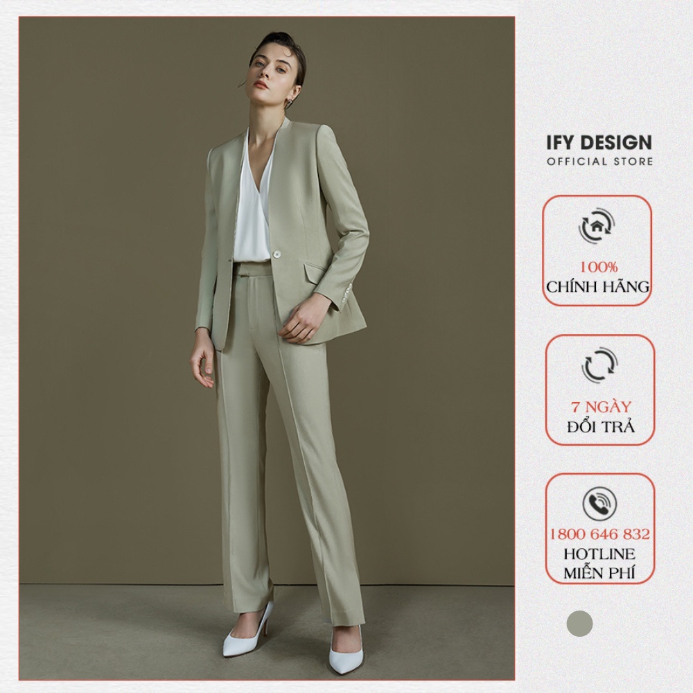 Áo vest nữ dáng suông cổ leo màu xanh mint sang trọng IFY Design FS245A